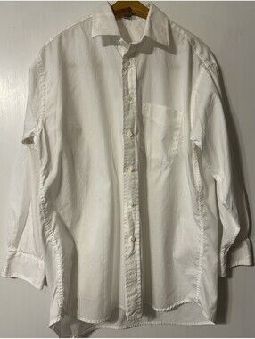 TTX Pinpoint Imported Cotton Men's Button Up Long Sleeve White 16 -32 L